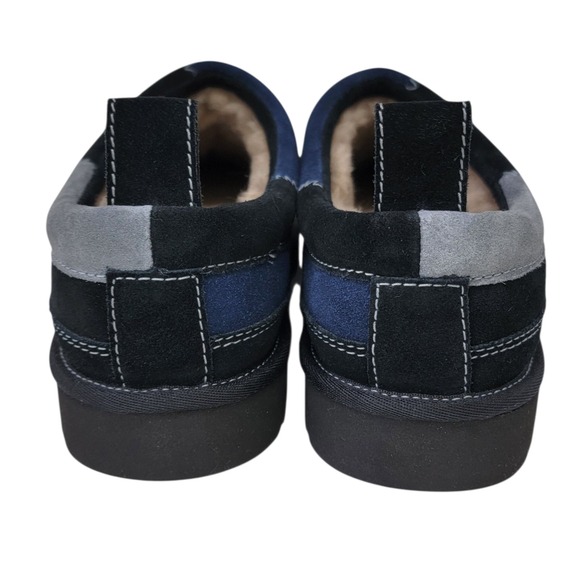 UGG Slippers Mens 12 Tasman Reimagined Suede Patchwork Blue Black Grey Excellent - Picture 4 of 14